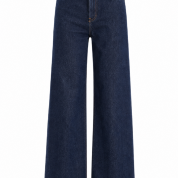 Dark Indigo High-Rise Wide-Leg Jeans with Five-Pocket Styling