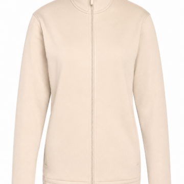 Light Beige Mock Neck Full Zip Track Jacket