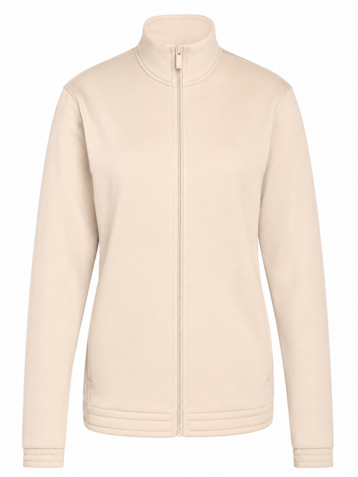 Light Beige Mock Neck Full Zip Track Jacket