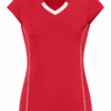 Red V-Neck Cap Sleeve Fitted Activewear Top