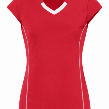 Red V-Neck Cap Sleeve Fitted Activewear Top