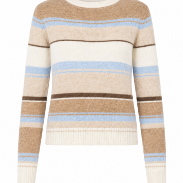 Camel Multi Stripe Crewneck Sweater