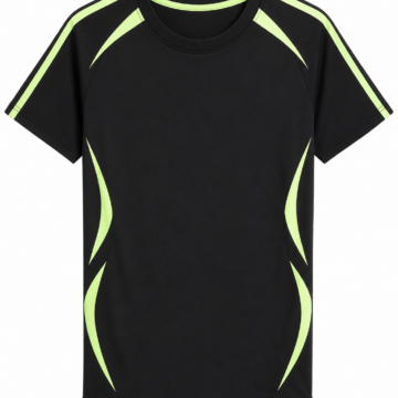 Black Neon Yellow-Green Panel Short Sleeve T-Shirt