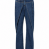 Dark-Wash Straight-Leg Jeans with Diagonal Seaming