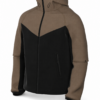 Olive Green and Black Color Block Full Zip Hooded Jacket