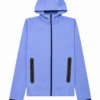 Light Blue Full-Zip Hooded Jacket with Black Trim
