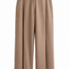 Taupe High-Waisted Wide-Leg Trousers