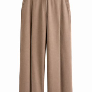 Taupe High-Waisted Wide-Leg Trousers