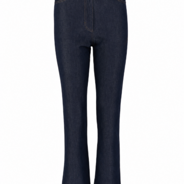 Dark Indigo High-Rise Flared Jeans with Contrast Stitching