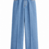 Medium Wash Blue Wide-Leg High-Rise Jeans with Pressed Creases