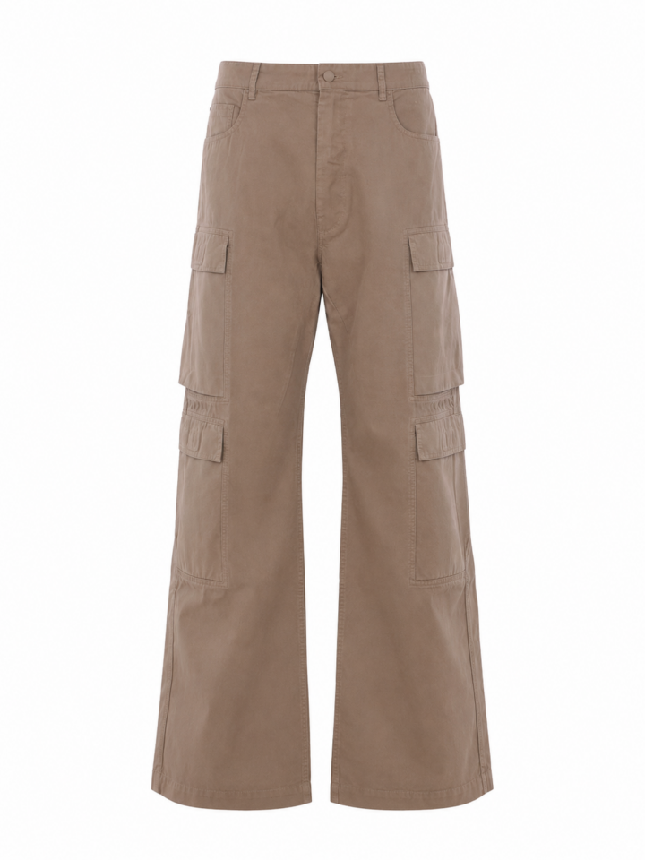 Taupe Wide-Leg Cargo Pants