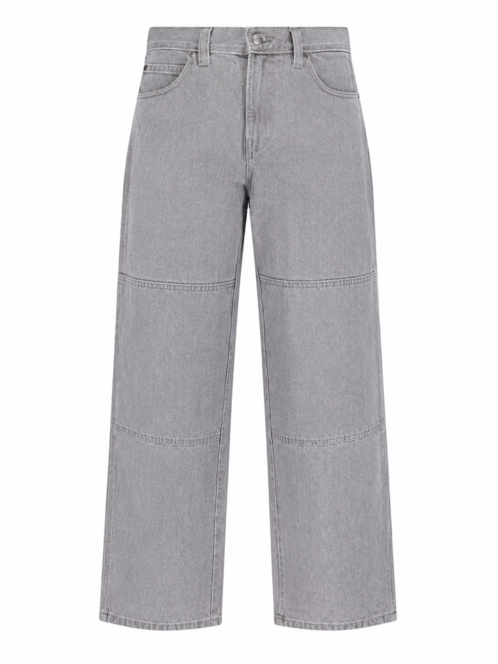 Light Grey Straight-Leg Paneled Jeans